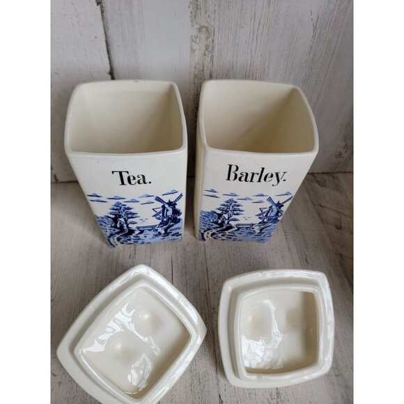 Vintage Germany tea barley jar container set Xmas decor windmill - Picture 6 of 9